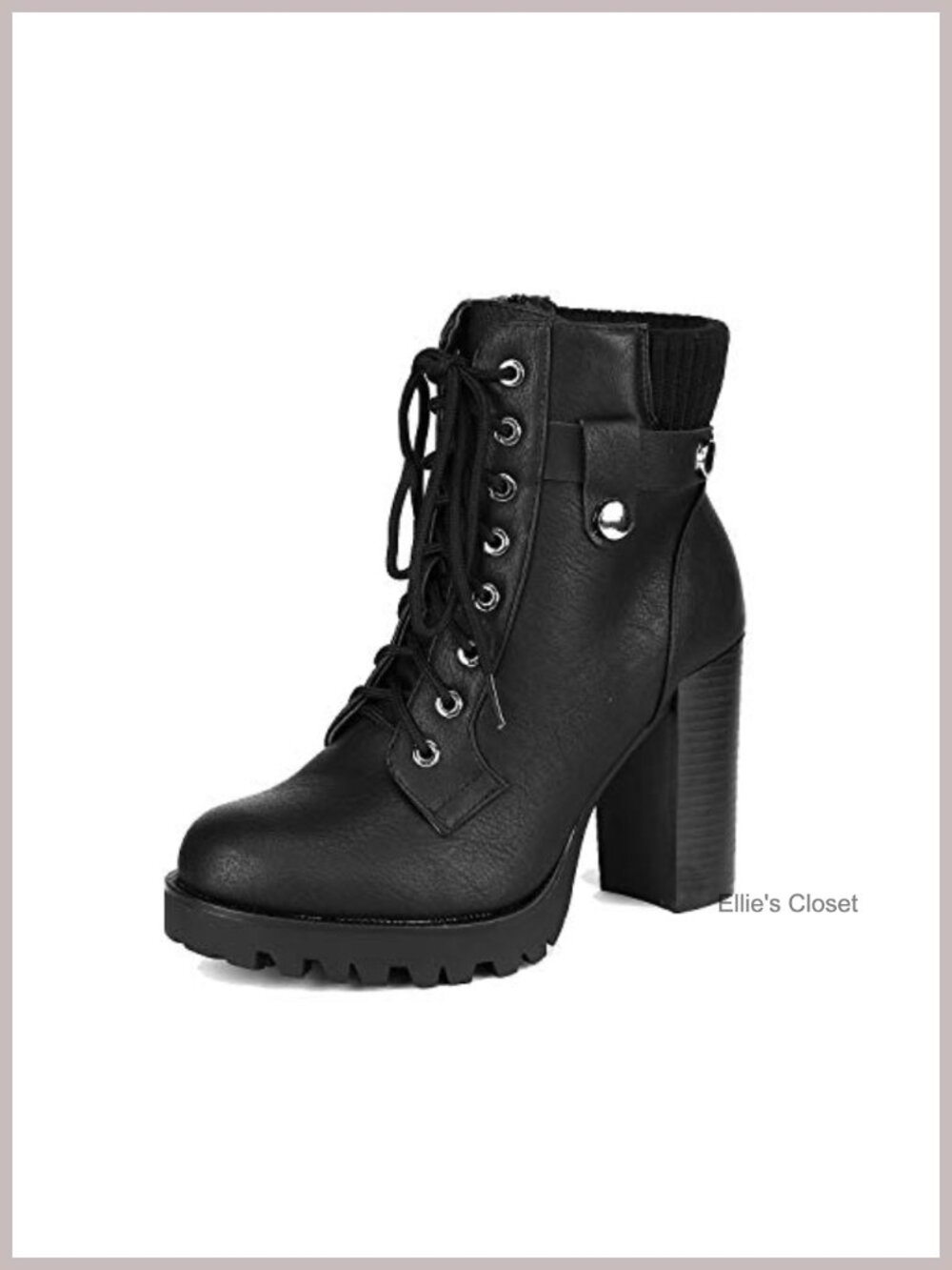 Women's Lace Up Combat Ankle Boots Chunky Heel Faux Leather Platform